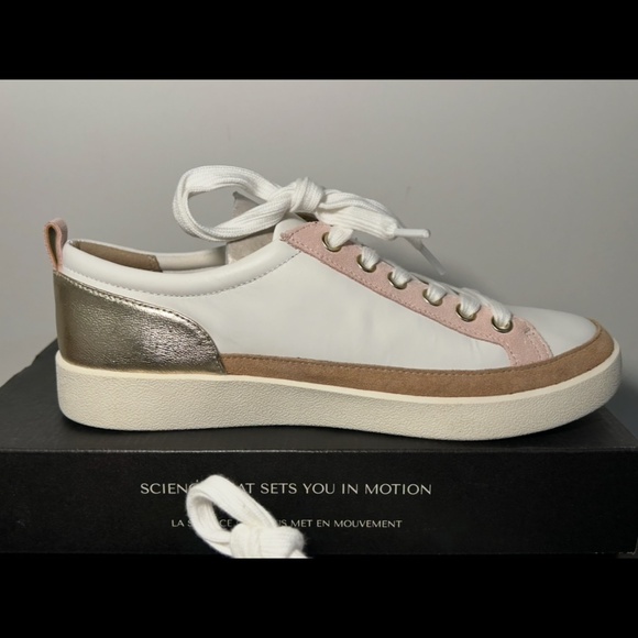 Vionic Winny Leather Sneakers Shoes Colorblock White/Gold/Pink/Brown Size 8 - Picture 3 of 13